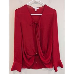 Derek Lam 10 Crosby Red 100% Silk Wrap Blouse Size 0